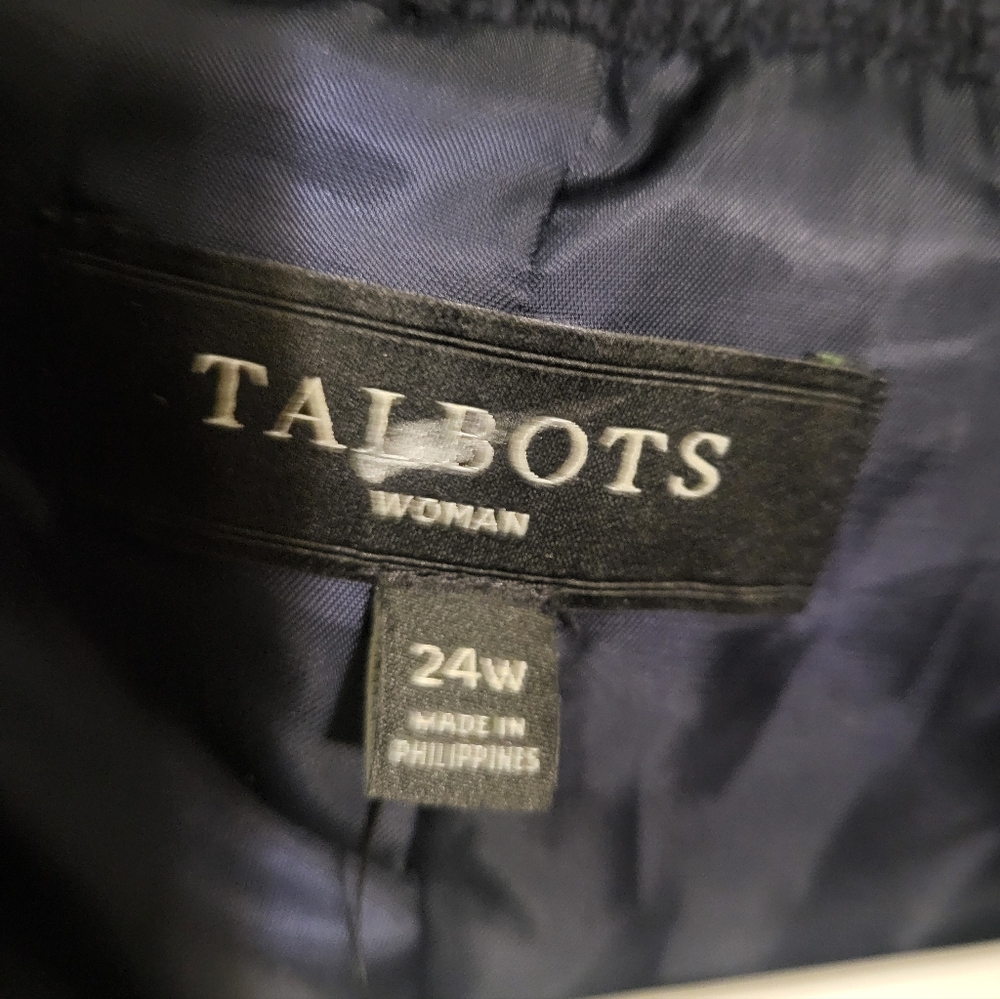 Talbots Navy Blue Womens Tweed Blazer Jacket, Plus Size 24W NEW w/TAG - Picture 9 of 11